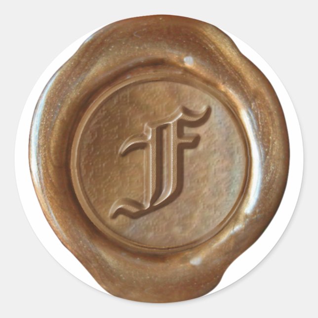Wax Seal Monogram - Copper - Old English F - (Front)