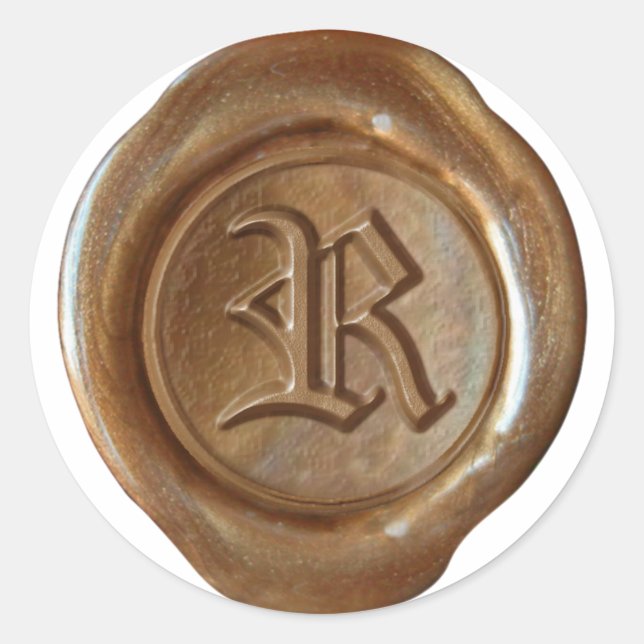 Wax Seal Monogram - Copper - Old English R - (Front)