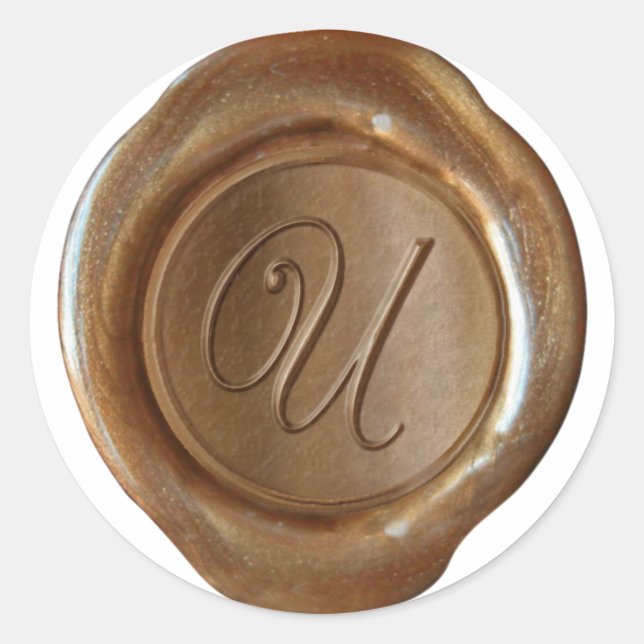 Wax Seal Monogram - Copper - Script U - (Front)