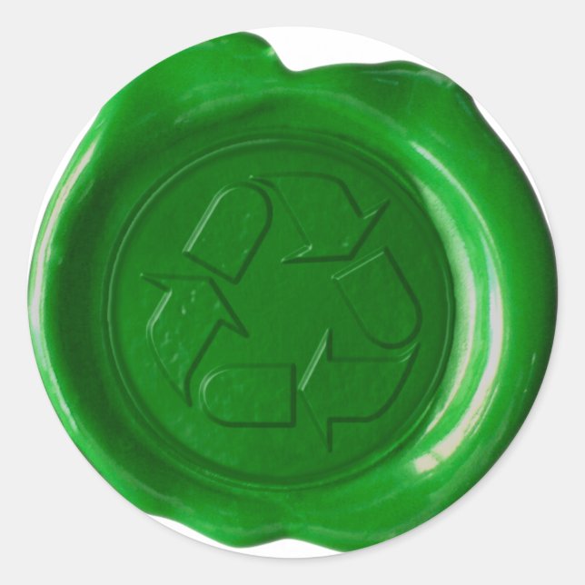 Wax Seal Monogram - Dark Green - Recycle Symbol - (Front)