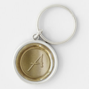 Wax Seal Monogram - Gold - Artistic A - Key Ring