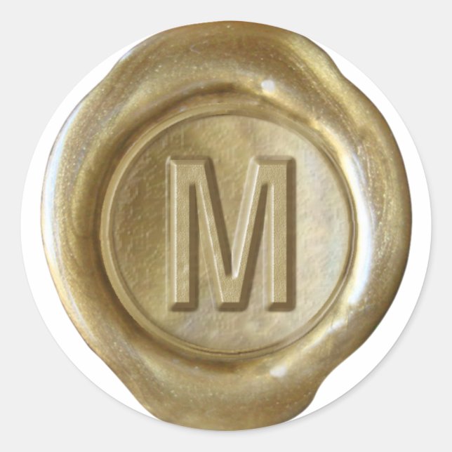 Wax Seal Monogram - Gold - Bold M - (Front)