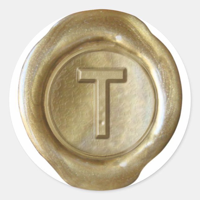 Wax Seal Monogram - Gold - Bold T - (Front)