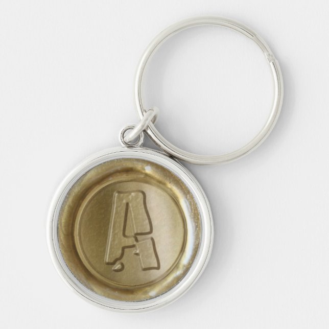 Wax Seal Monogram - Gold - Boulder A - Key Ring (Front)