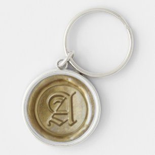 Wax Seal Monogram - Gold - Old English A - Key Ring