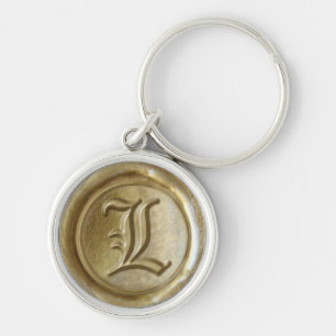 Wax Seal Monogram - Gold - Old English L - Key Ring