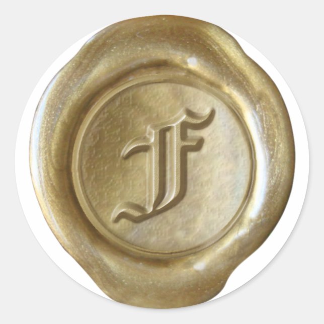Wax Seal Monogram - Gold - Old English - Letter F (Front)