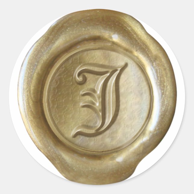 Wax Seal Monogram - Gold - Old English - Letter J (Front)