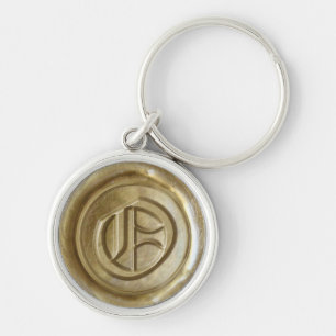 Wax Seal Monogram - Gold - Old English O - Key Ring