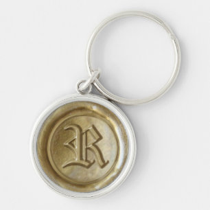Wax Seal Monogram - Gold - Old English R - Key Ring