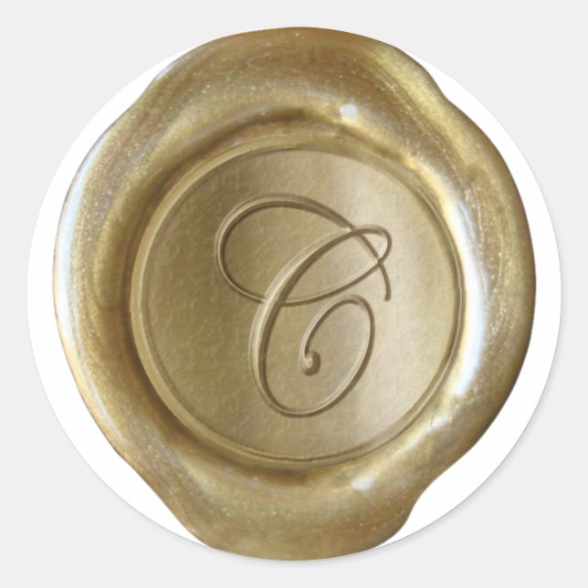 Wax Seal Monogram - Gold - Script C - (Front)