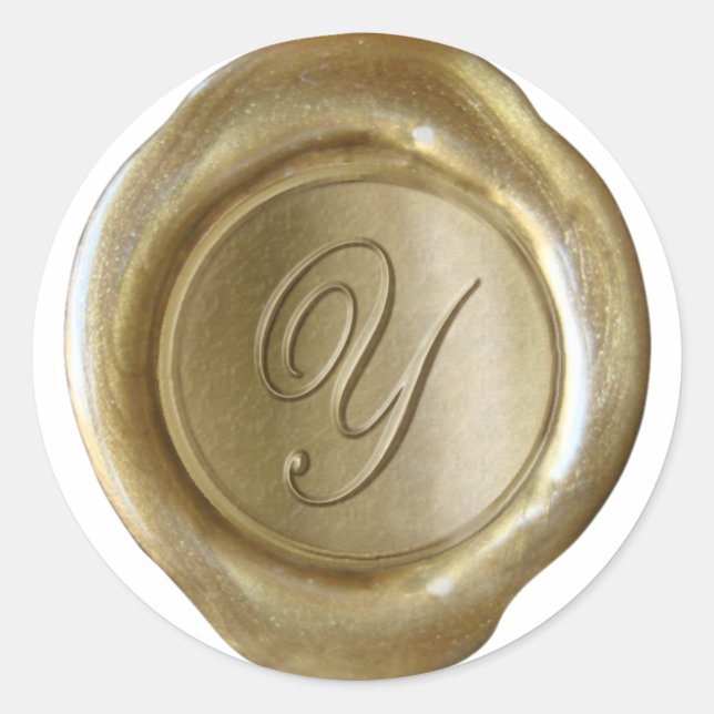 Wax Seal Monogram - Gold - Script Y - (Front)