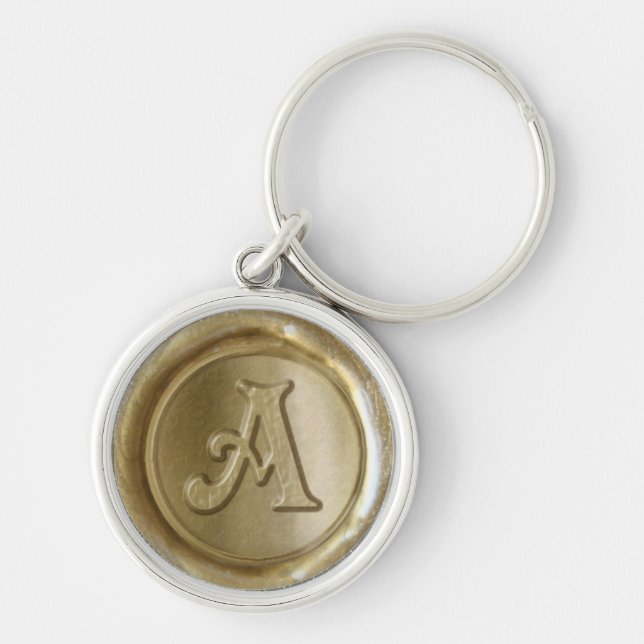 Wax Seal Monogram - Gold - Victorian A - Key Ring (Front)