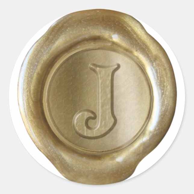 Wax Seal Monogram - Gold - Victorian J - (Front)