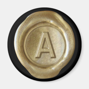 Wax Seal Monogram Magnet - Gold - Bold Style -