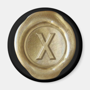 Wax Seal Monogram Magnet - Gold - Bold Style -