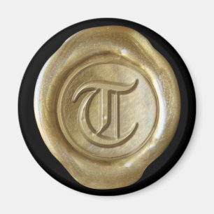 Wax Seal Monogram Magnet - Gold - Old English -