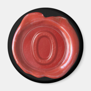 Wax Seal Monogram Magnet - Red - Bold Style -