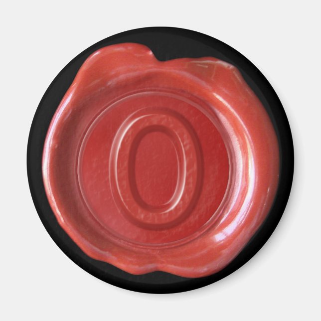 Wax Seal Monogram Magnet - Red - Bold Style - (Front)