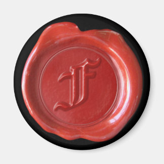 Wax Seal Monogram Magnet - Red - Old English -