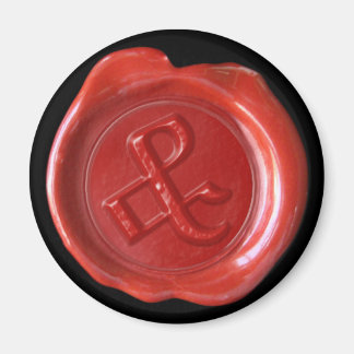 Wax Seal Monogram Magnet - Red - Old English -