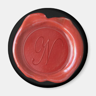 Wax Seal Monogram Magnet - Red - Script Style -