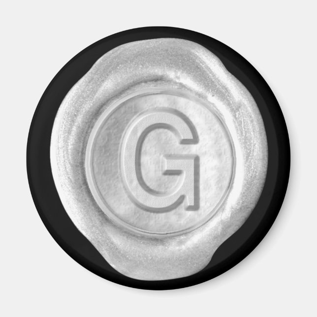 Wax Seal Monogram Magnet - Silver - Bold Style - (Front)