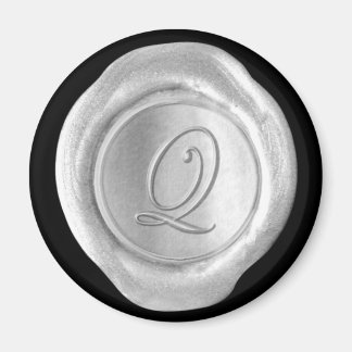 Wax Seal Monogram Magnet - Silver - Script Style -