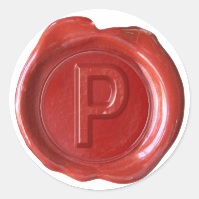 Wax Seal Monogram - Red - Bold P - (Front)