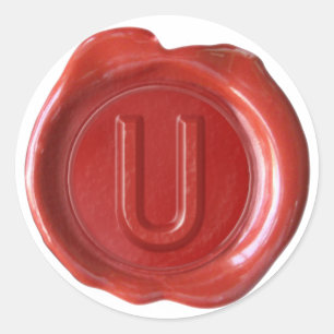 Wax Seal Monogram - Red - Bold U -