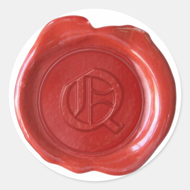 Wax Seal Monogram - Red - Old English - Letter Q (Front)