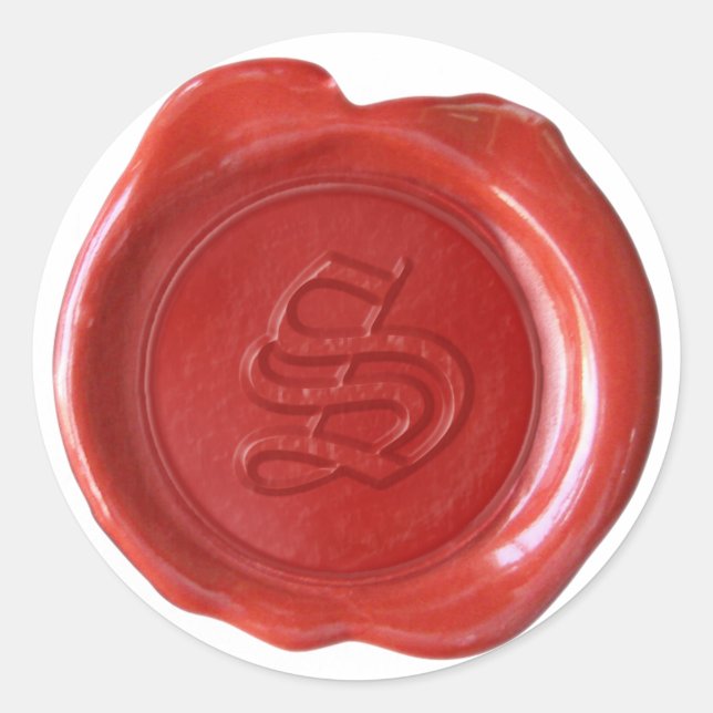 Wax Seal Monogram - Red - Old English - Letter S (Front)