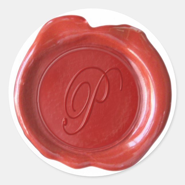 Wax Seal Monogram - Red - Script P - (Front)