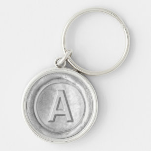 Wax Seal Monogram - Silver - Bold A - Key Ring
