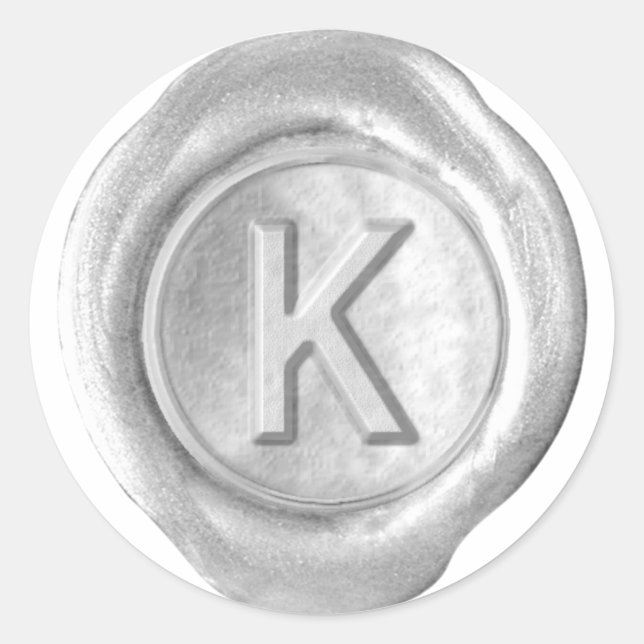 Wax Seal Monogram - Silver - Bold K - (Front)