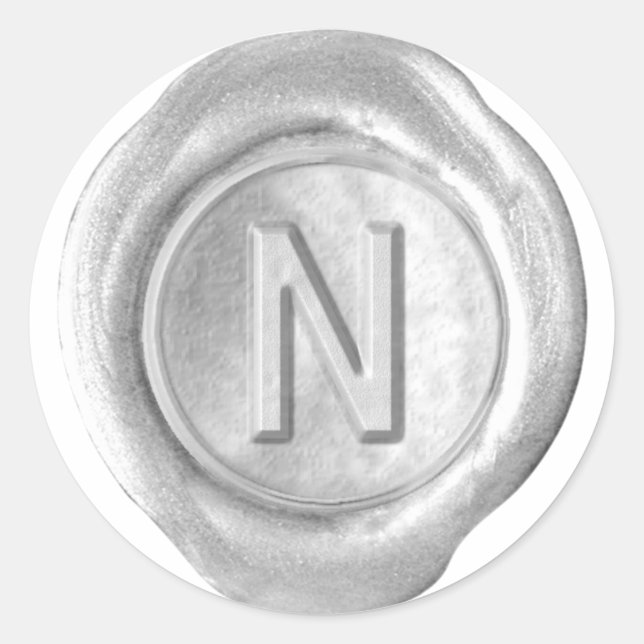 Wax Seal Monogram - Silver - Bold N - (Front)