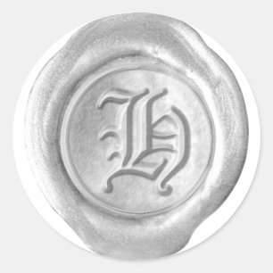 Wax Seal Monogram - Silver - Old English H -