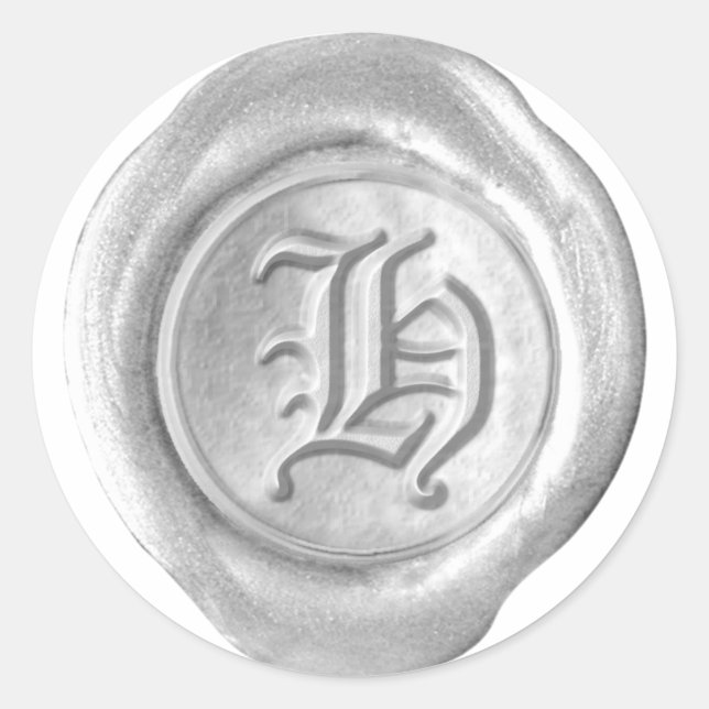 Wax Seal Monogram - Silver - Old English H - (Front)