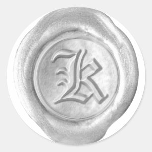 Wax Seal Monogram - Silver - Old English K -