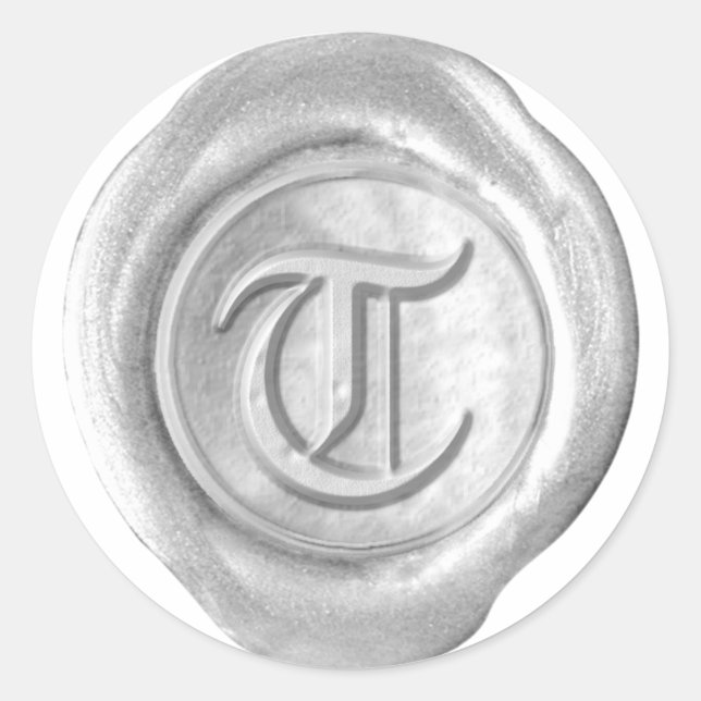 Wax Seal Monogram - Silver - Old English T - (Front)