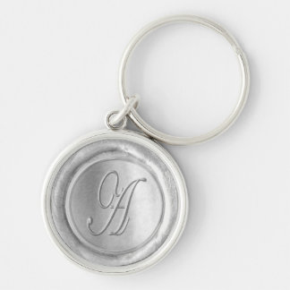 Wax Seal Monogram - Silver - Script A - Key Ring