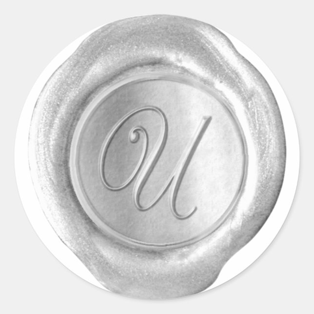 Wax Seal Monogram - Silver - Script U - (Front)