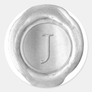 Wax Seal Monogram - Silver - Serif J -