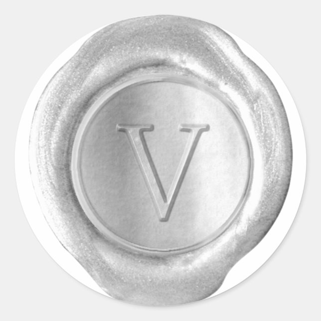 Wax Seal Monogram - Silver - Serif V - (Front)