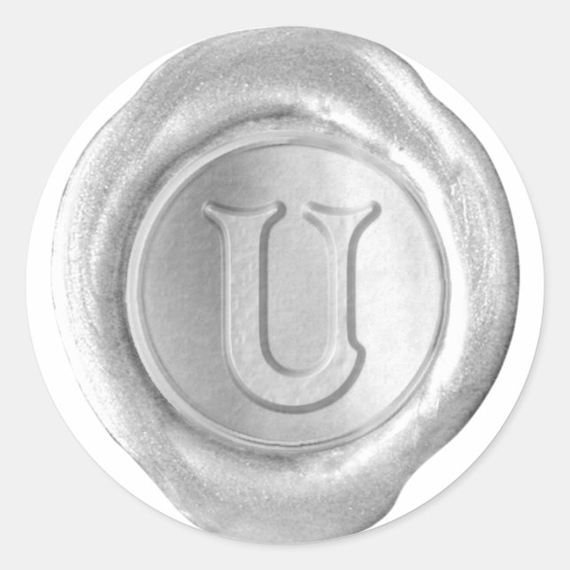 Wax Seal Monogram - Silver - Victorian U - (Front)