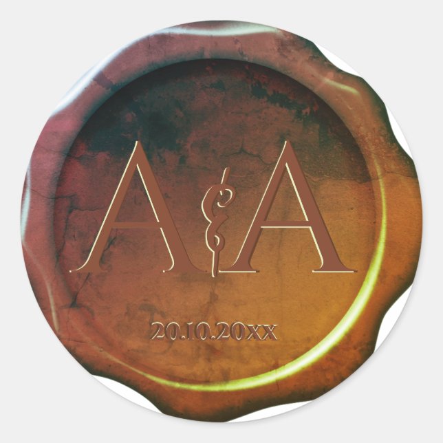 Wax Seal Monogram Wedding Sticker (Front)