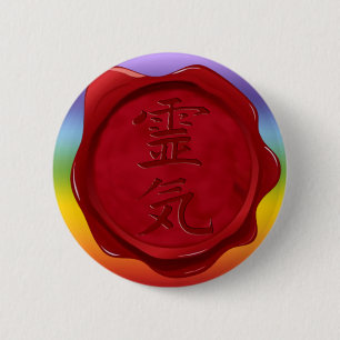 wax seal - REIKI   chakren colours 6 Cm Round Badge