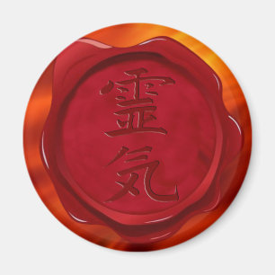 wax seal - REIKI   fire red waves Magnet