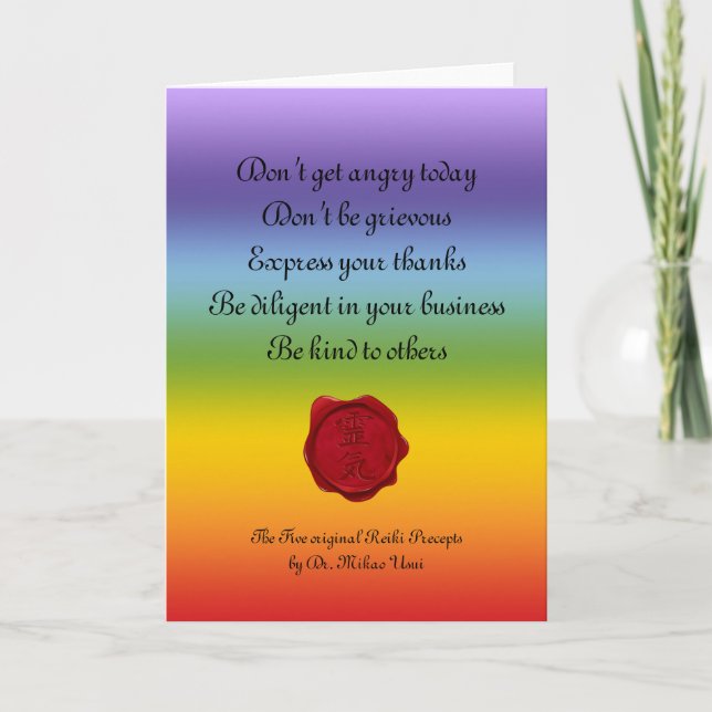 wax seal - REIKI & Precepts | chakren colours Thank You Card (Front)