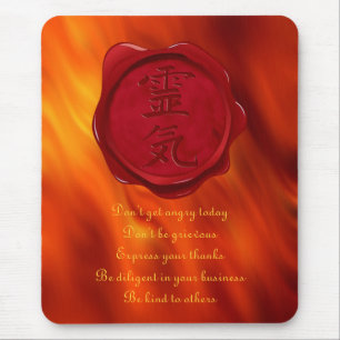 wax seal - REIKI & Precepts fire red waves Mouse Mat